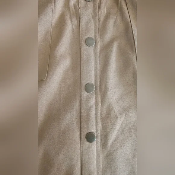 Cato Faux Suede Button-Front Midi Skirt | Tan A-Line - Picture 4 of 4
